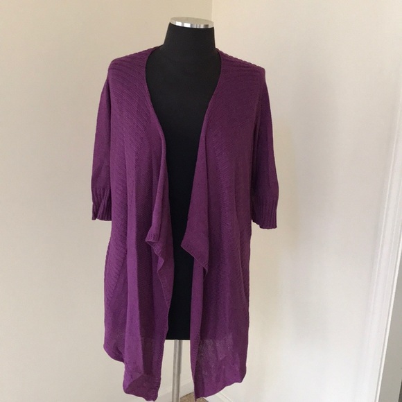 EILEEN FISHER Size PS dark orchid short sleeve cardigan